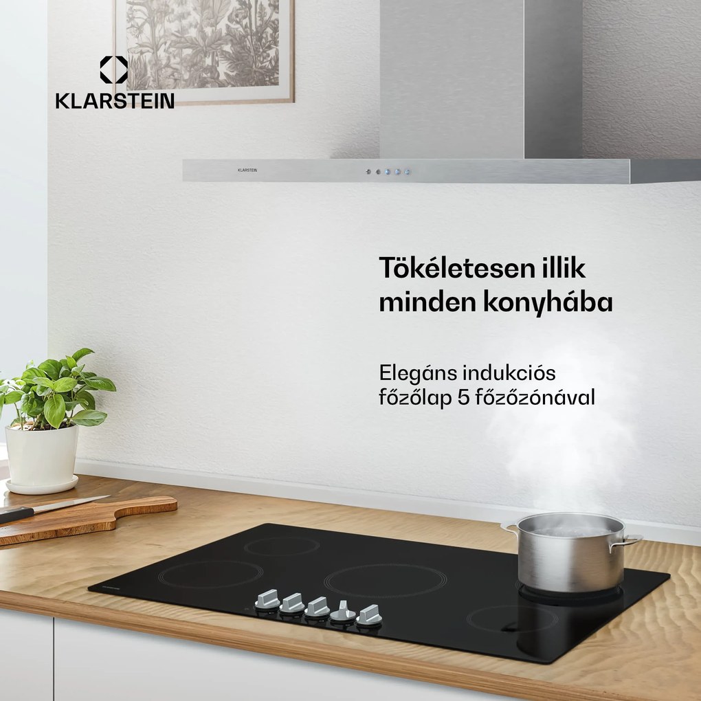 Klarstein Kochheld indukciós főzőlap | Elegáns és erőteljes | 5 főzőzóna | 8700 W | 90 cm