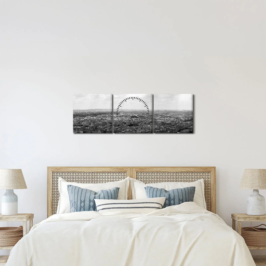 Kép - Házak háztetői Párizsban (órával) (90x30 cm)