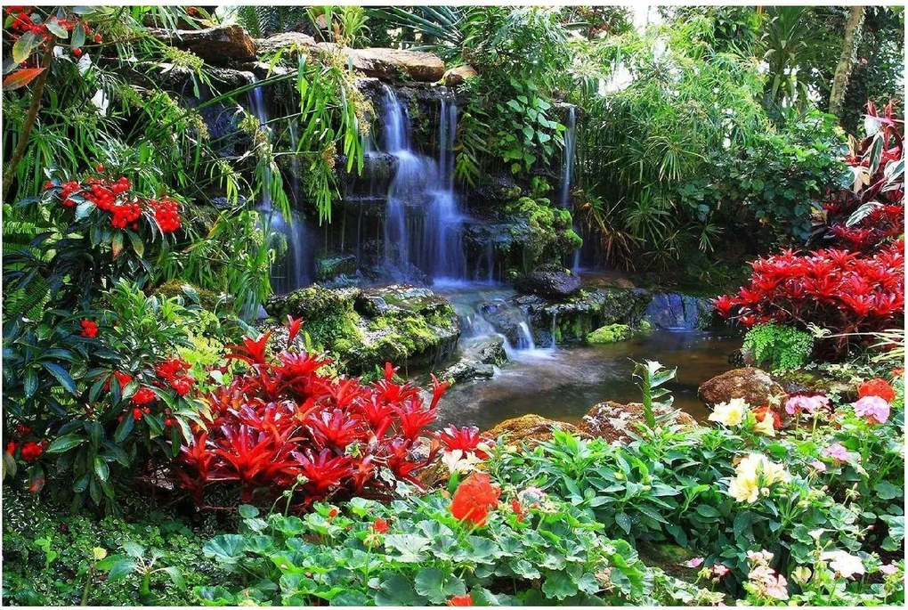 Fotótapéta Vízesés Virágokban Thaiföld 254x184