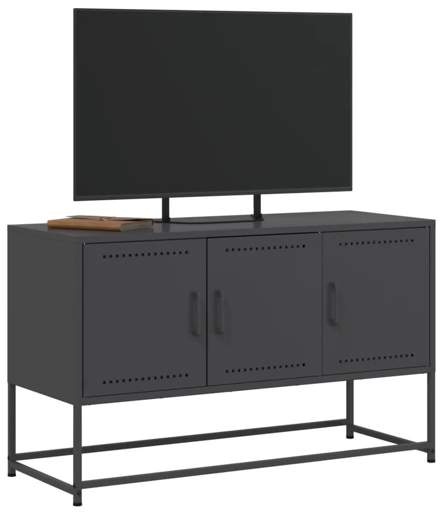 fekete acél TV-szekrény 100,5x39x60,5 cm