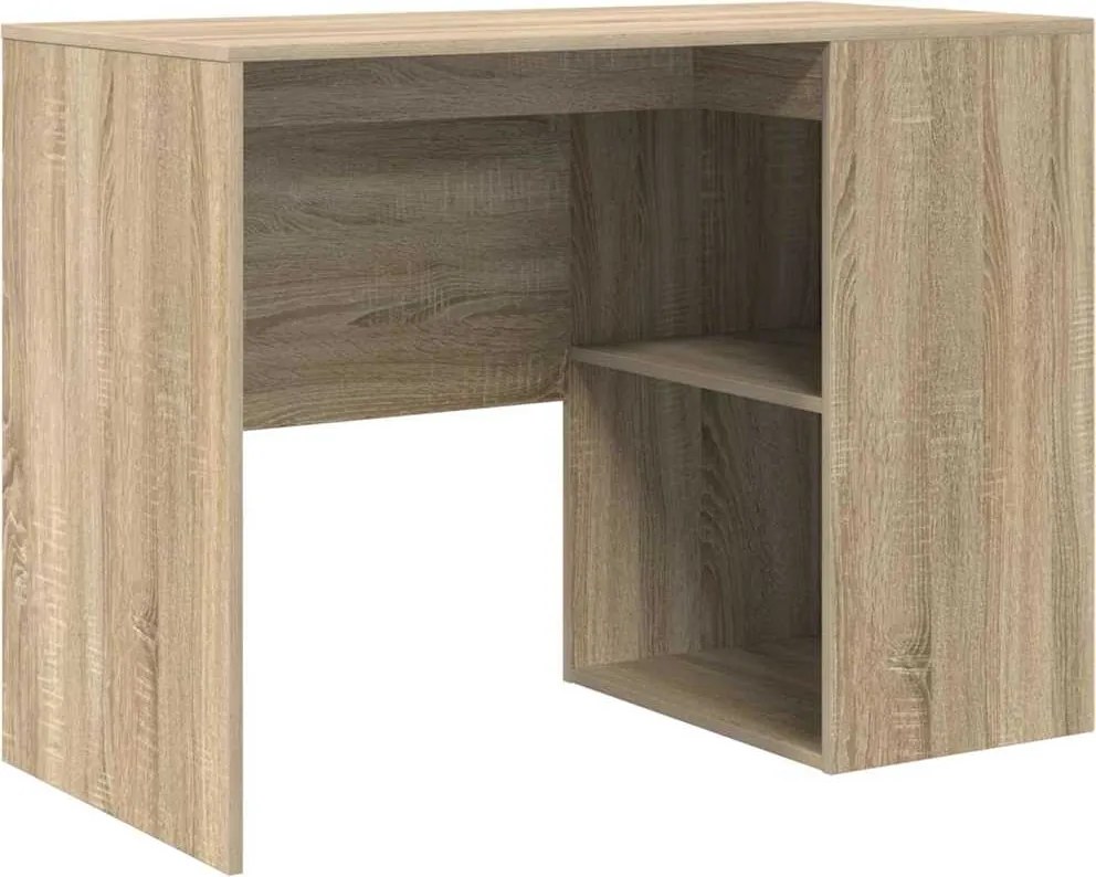 vidaXL Asztal polcokkal Sonoma tölgy 102 x 50 x 75 cm Faanyag