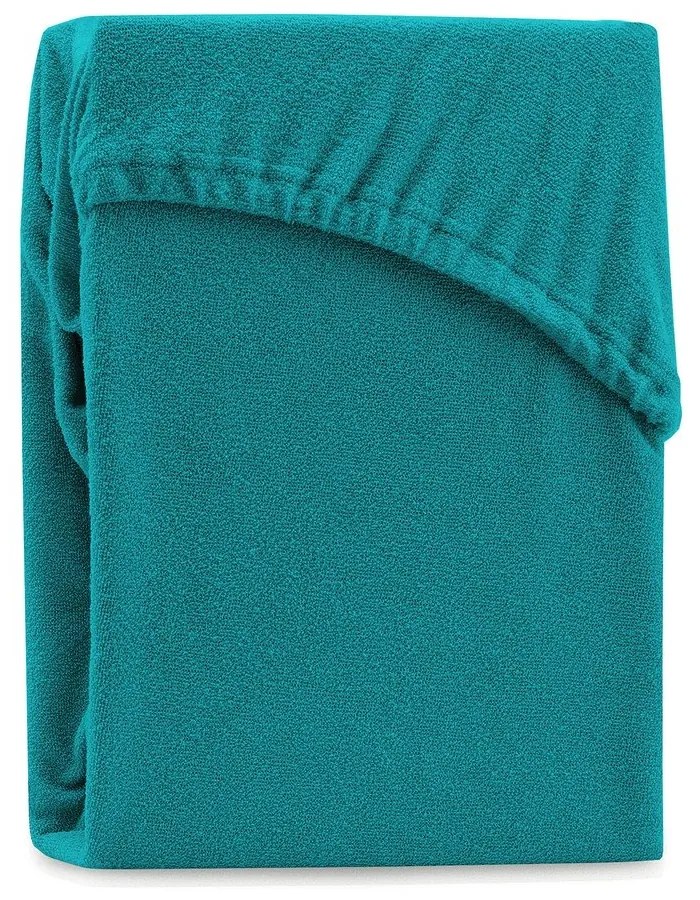 Sötétzöld-kék gumis frottír lepedő 140x200 cm Ruby – Restilo