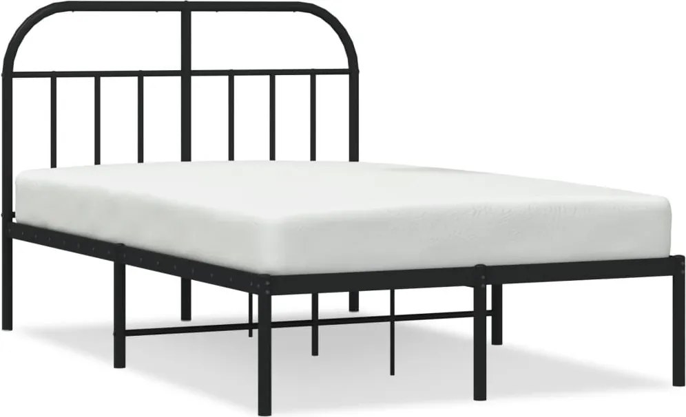 vidaXL fekete fém ágykeret fejtámlával 120 x 190 cm