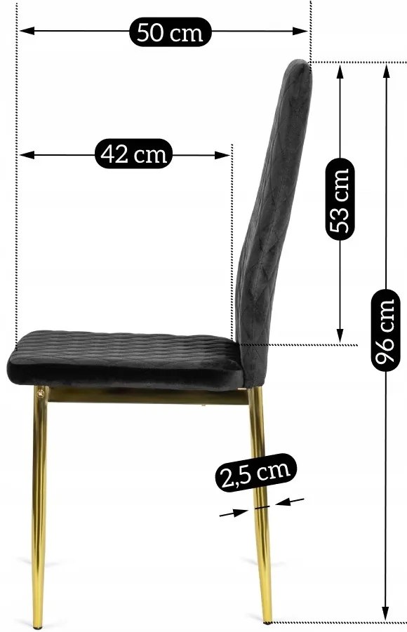 Elegáns Bársony Étkezőszék Fekete/Arany Színben. GAVI