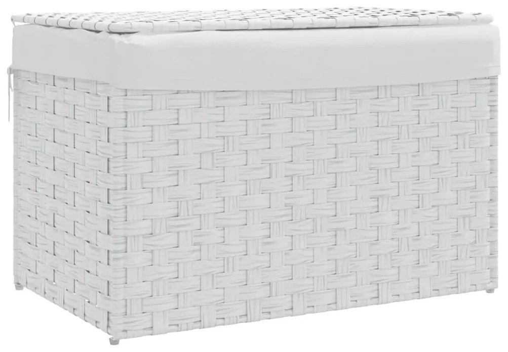 fehér polyrattan szennyeskosár fedéllel 55,5 x 35 x 34 cm