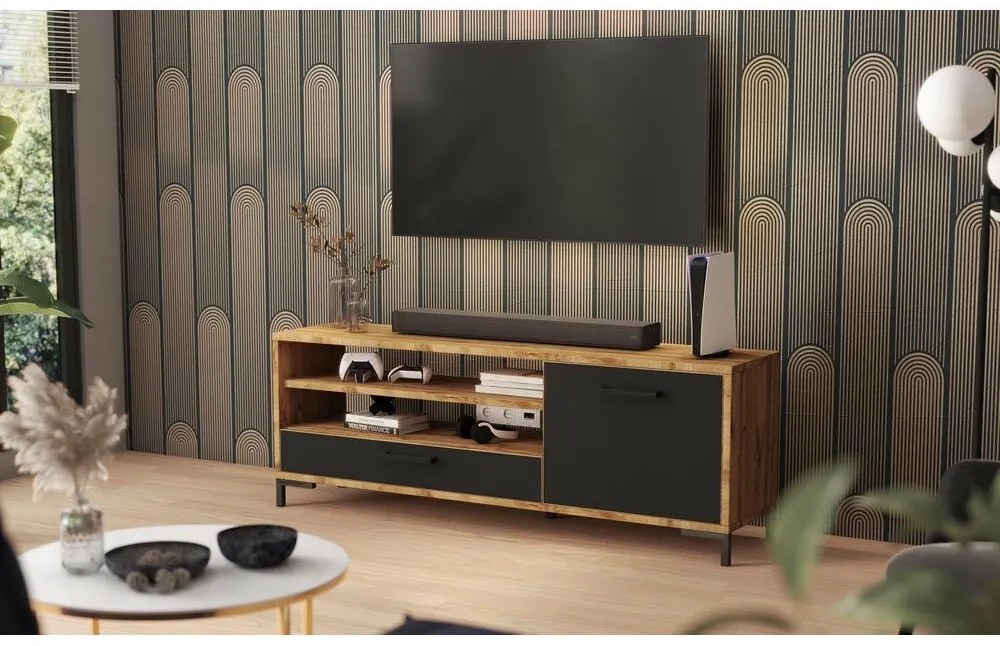 Tv szekrény/asztal Cascade (lancester tölgy + fekete). 1098746