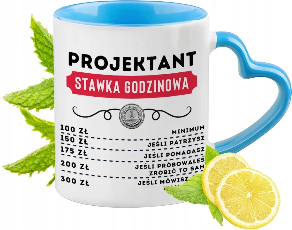 Tervezőnek Kék Bögre Szív Alakú Füllel Ajándék