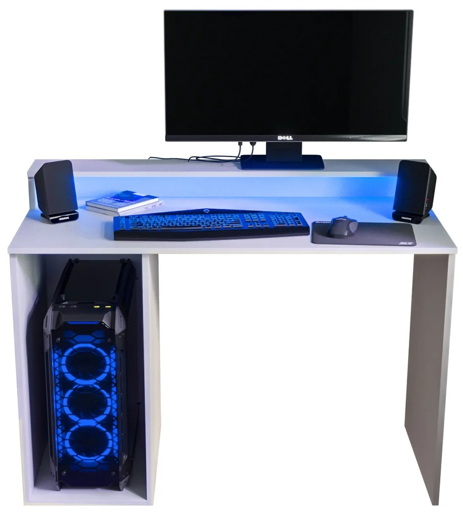 Sarok Gamer PC asztal Garrick 2 (biely) (LED RGB világítással). Akció -6%. 1064136