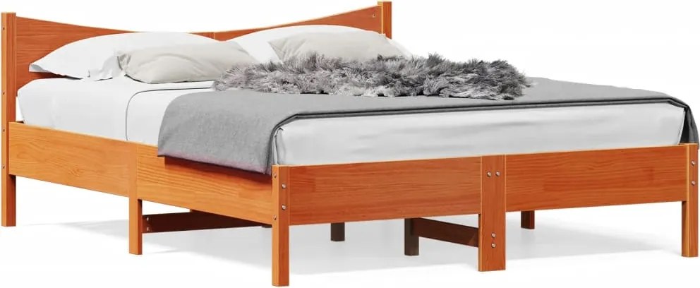 vidaXL viaszbarna tömör fenyőfa ágy matrac nélkül 150 x 200 cm