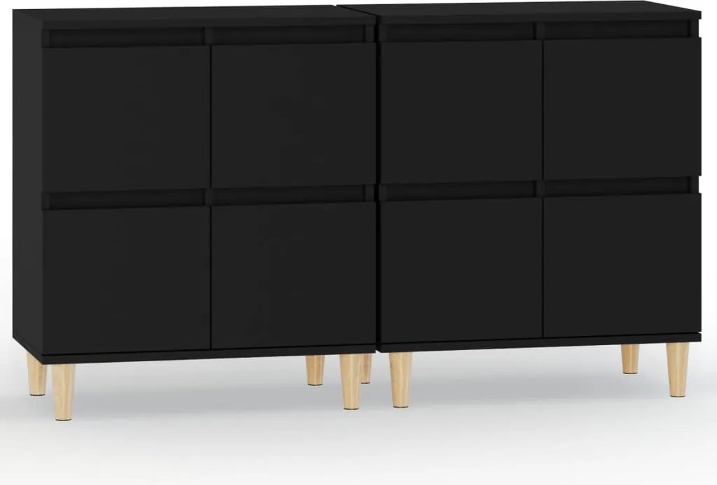 vidaXL 2 db fekete szerelt fa tálalószekrény 60 x 35 x 70 cm