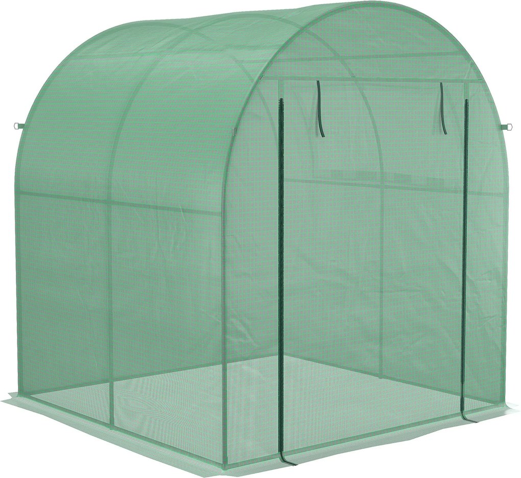 Outsunny Kerti Üvegház 180x180x200 cm Kis Alagú Üvegház Felhúzható Ajtóval és Háló Ablakkal Növények és Virágok neveléséhez | Aosom