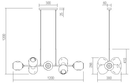 Redo 01-2621 - Csillár zsinóron PIERCE 8xE27/42W/230V arany/füstös
