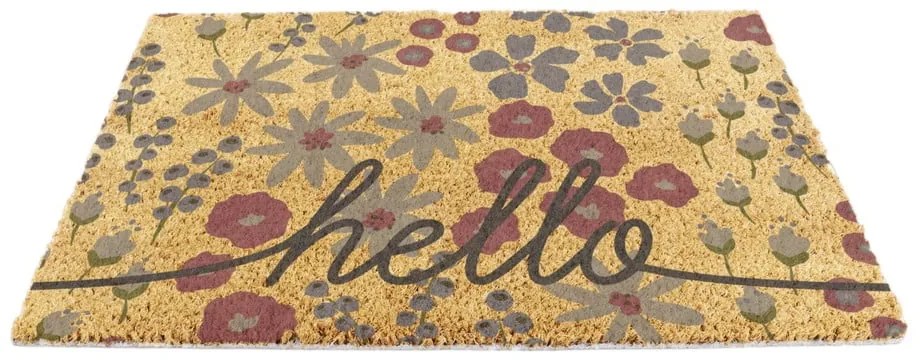 Kókuszrost lábtörlő 40x60 cm Hello Scribbly Floral – Artsy Doormats