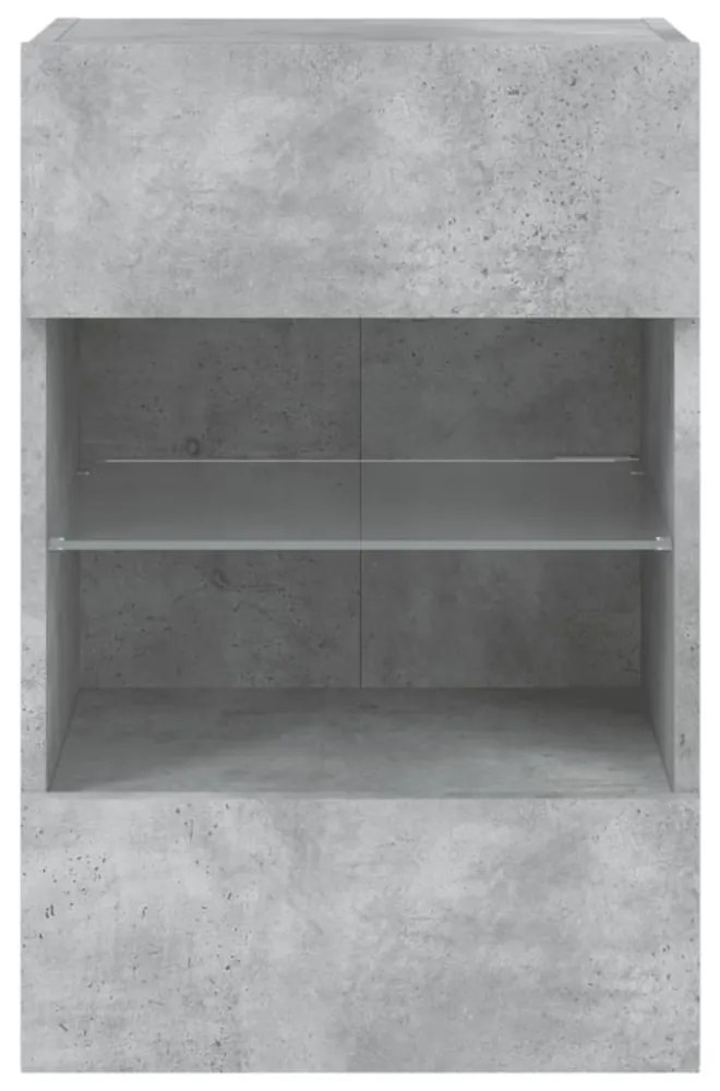 betonszürke falra szerelhető TV-szekrény LED-del 40x30x60,5 cm