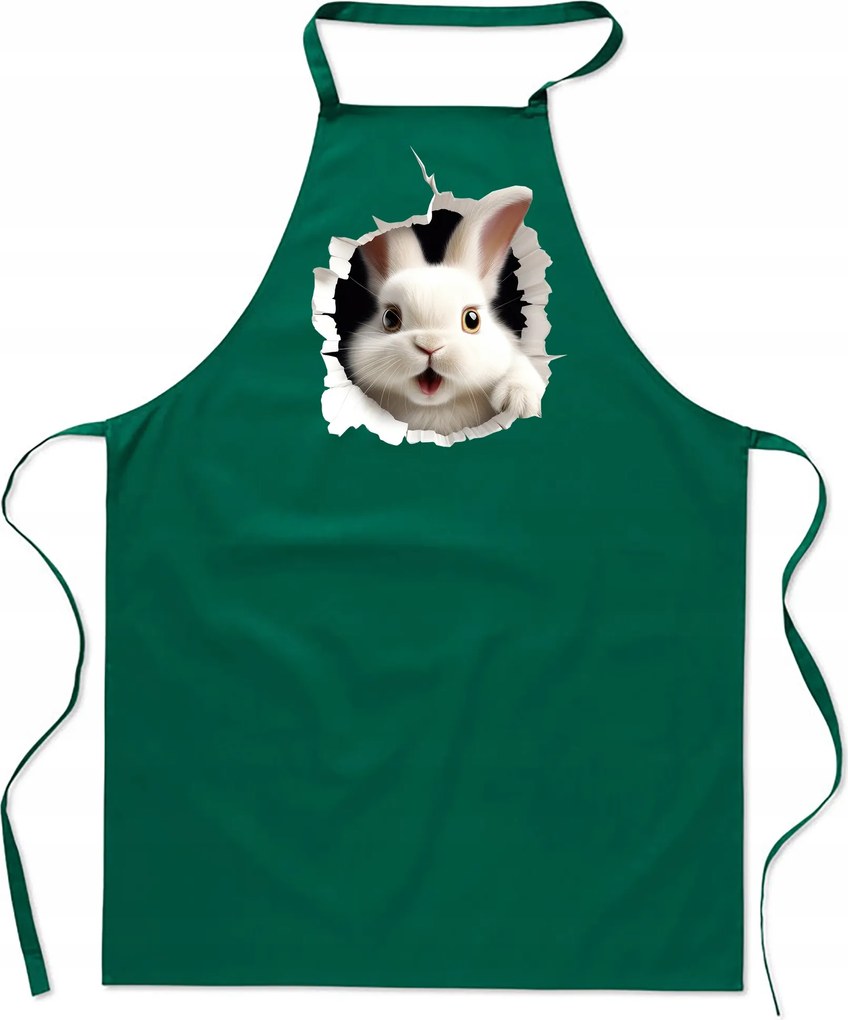 Konyhai Kötény pamut zöld lyuk Nyuszi FA_494_z