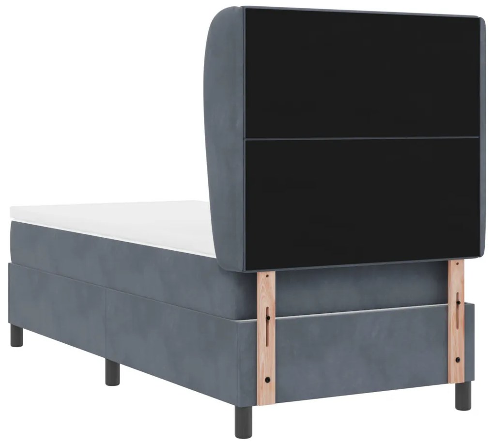 Boxspring Ágy Matracról Sötétszürke 100x200 cm Bársony