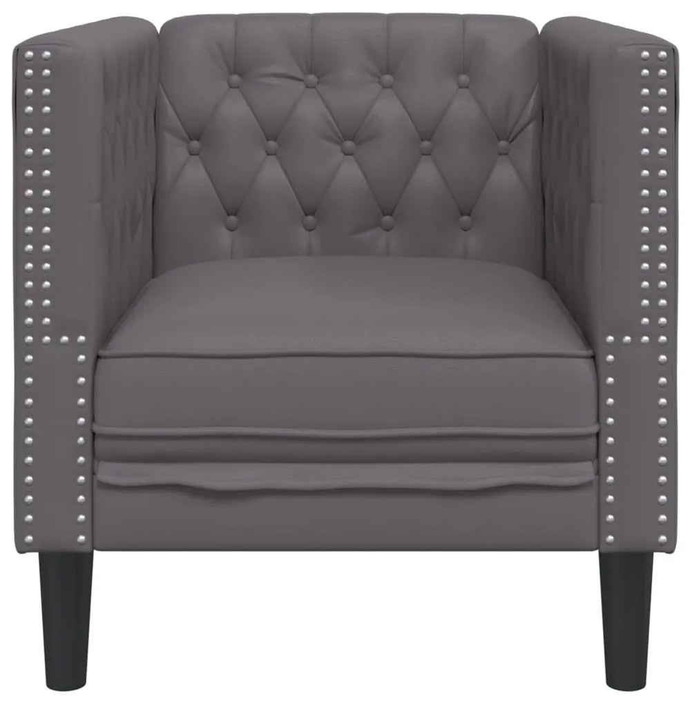 szürke műbőr Chesterfield kanapéfotel