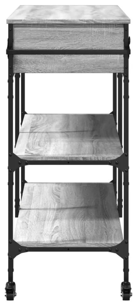 szürke sonoma szerelt fa zsúrkocsi 105 x 42 x 95 cm
