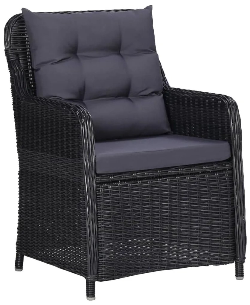 11 részes fekete kültéri polyrattan étkezőgarnitúra