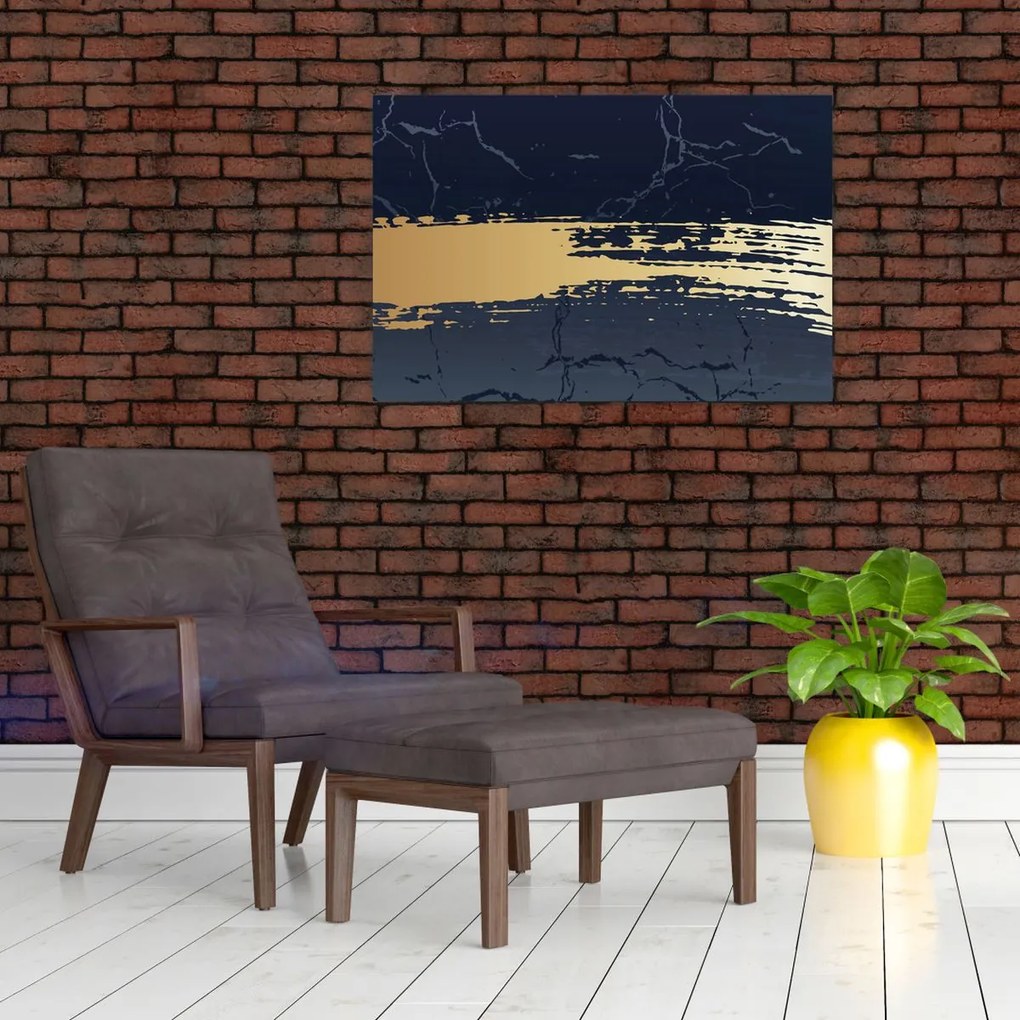 Kép - Kék és arany absztrakció N⁰2 (90x60 cm)