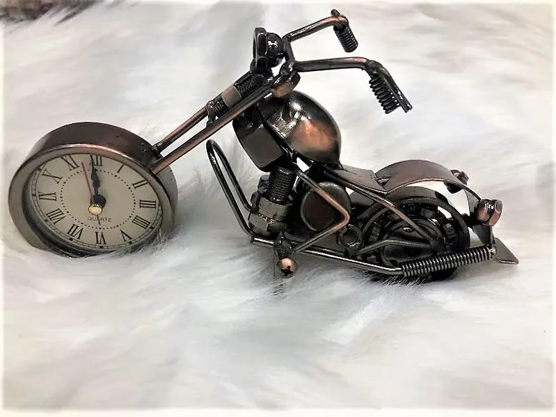 Vintage Kézzel Készült Egyedi Fém Motor Óra Motorkerékpár Makett