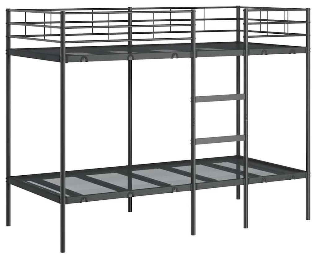 fekete acél emeletes ágy matrac nélkül 90 x 200 cm