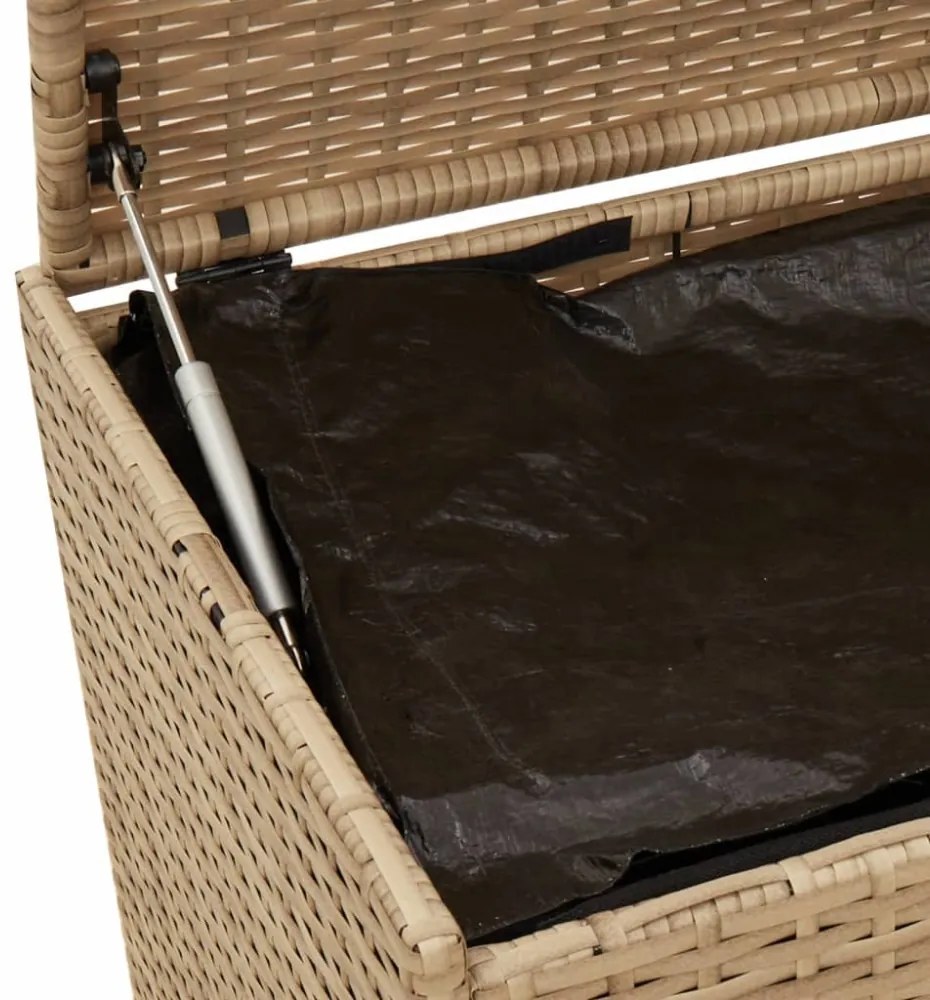 vegyes bézs polyrattan kerti tárolóláda kerekekkel 190 L