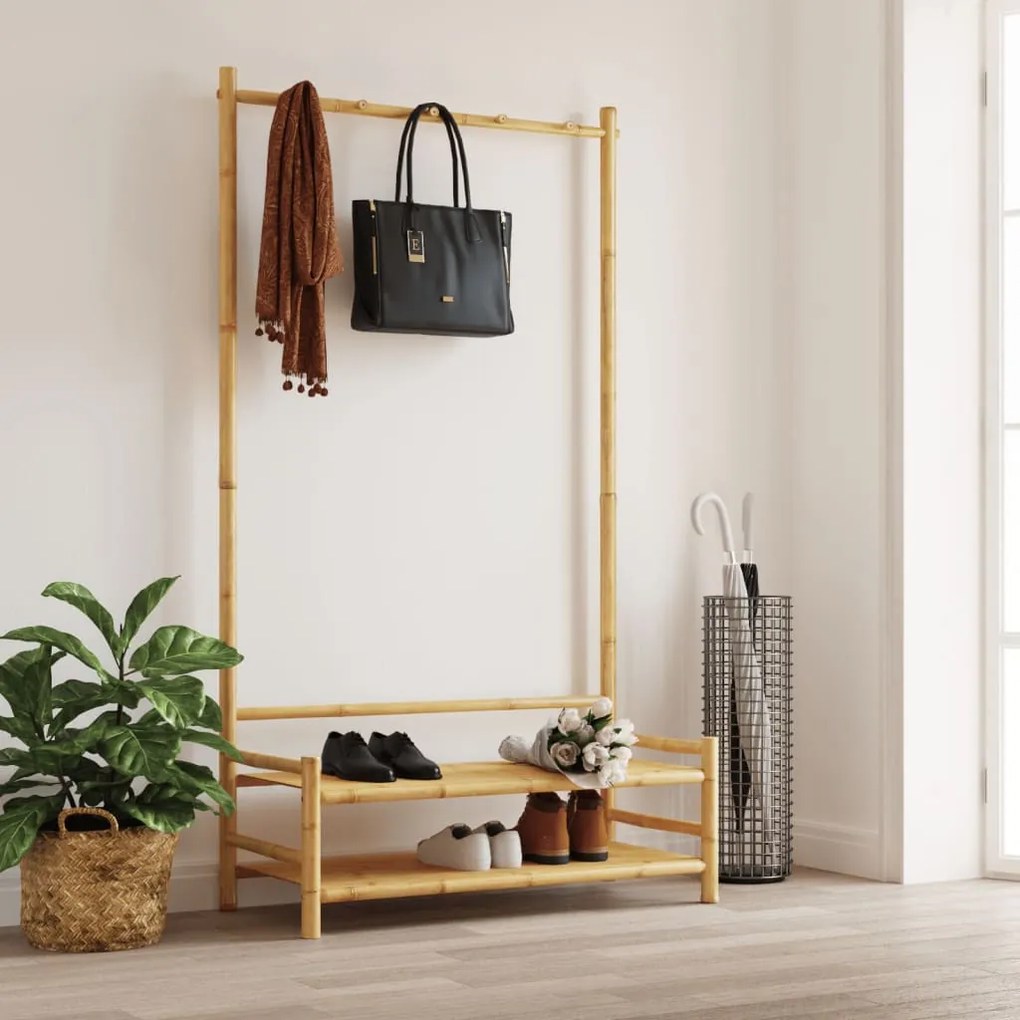 bambusz ruhaállvány polcokkal 103 x 40 x 183 cm