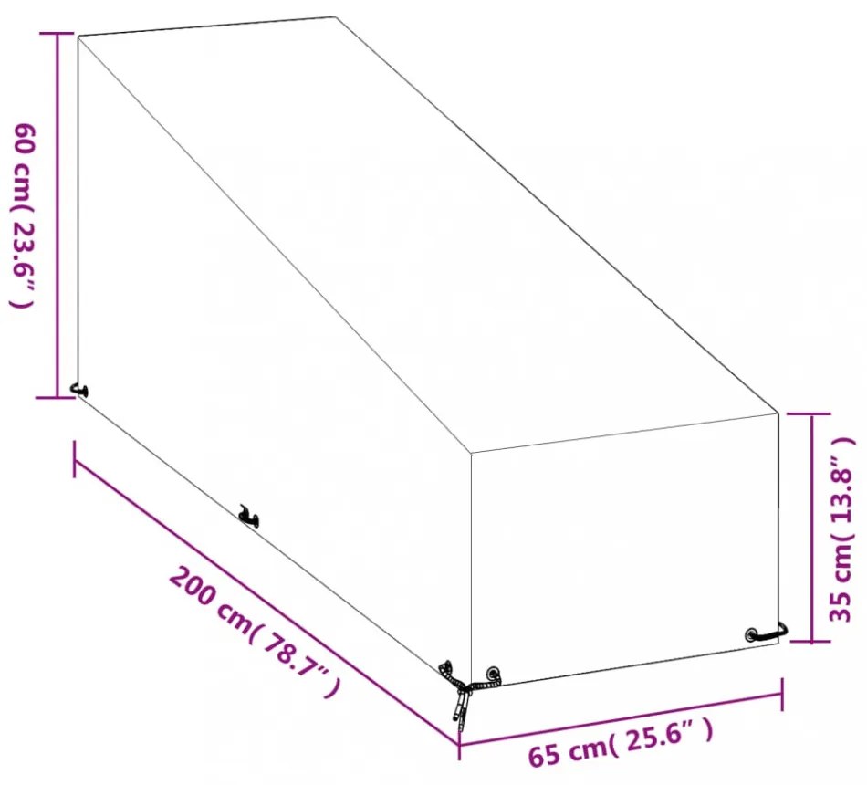 polietilén napozóágy huzat 12 fűzőlyukkal 200 x 65 x 35/60 cm