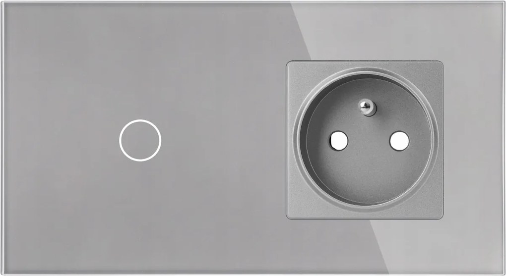 Villanykapcsoló 1G Szimpla Üveg Konnektor Szimpla Ezüst Szürke