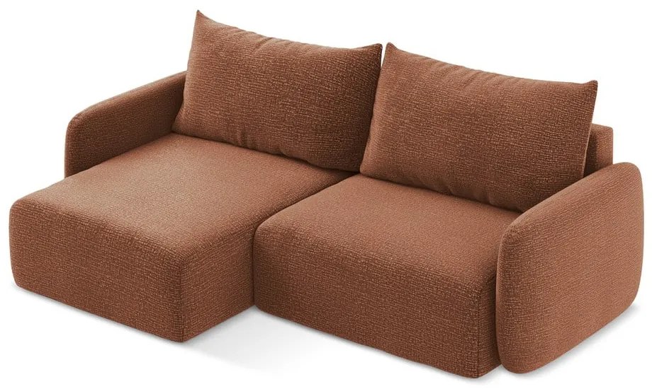 Téglavörös kinyitható-tárolóhelyes sarokkanapé (bal oldali) Kalena – Makamii