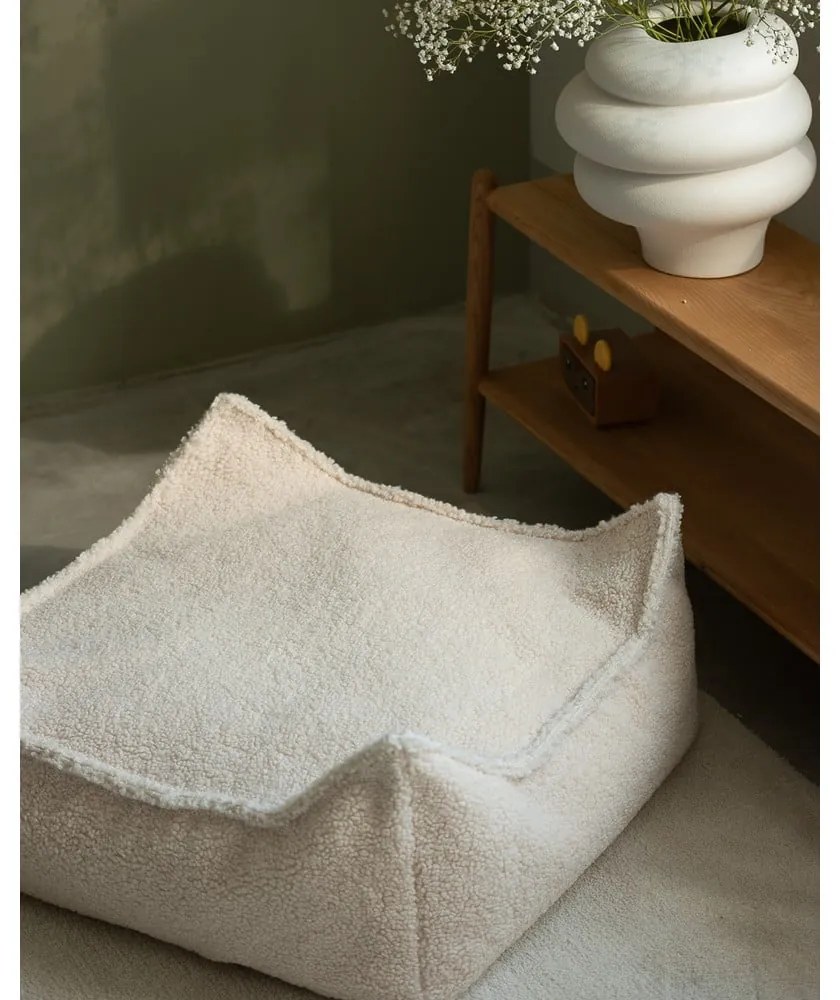 Krémszínű buklé gyerek babzsákfotel Square – Wigiwama