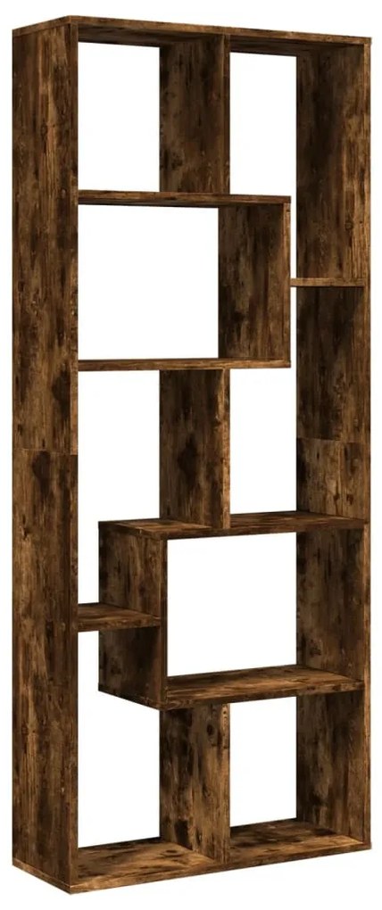 füstös tölgy szerelt fa elválasztó könyvespolc 67x25x161,5 cm