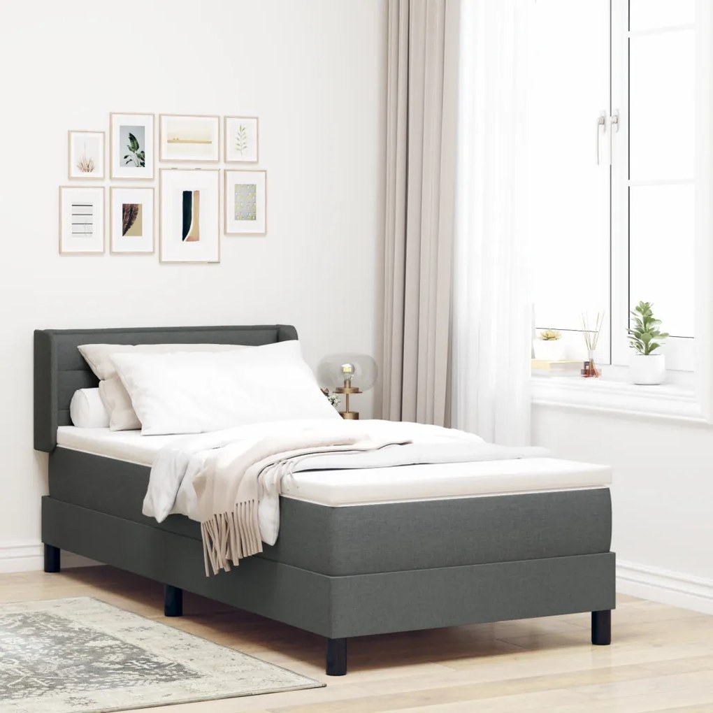 Boxspring Ágy Matrac - Sötétszürke - 90 x 200 cm - Szövet