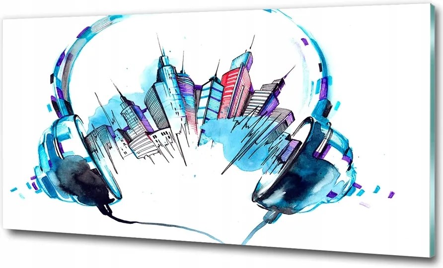 Fotó kép edzett üveg A város hangjai 100x70