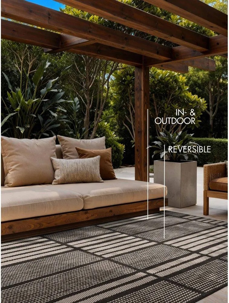 Fekete-krémszínű kültéri-beltéri szőnyeg 120x170 cm Haringey Allington – Ted Baker