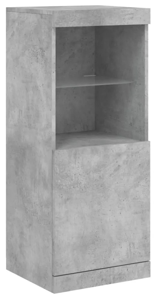 betonszürke tálalószekrény LED-világítással 162 x 37 x 100 cm