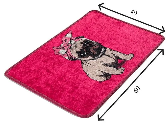 Rózsaszín fürdőszobai kilépő 40x60 cm Pink Pug – Foutastic