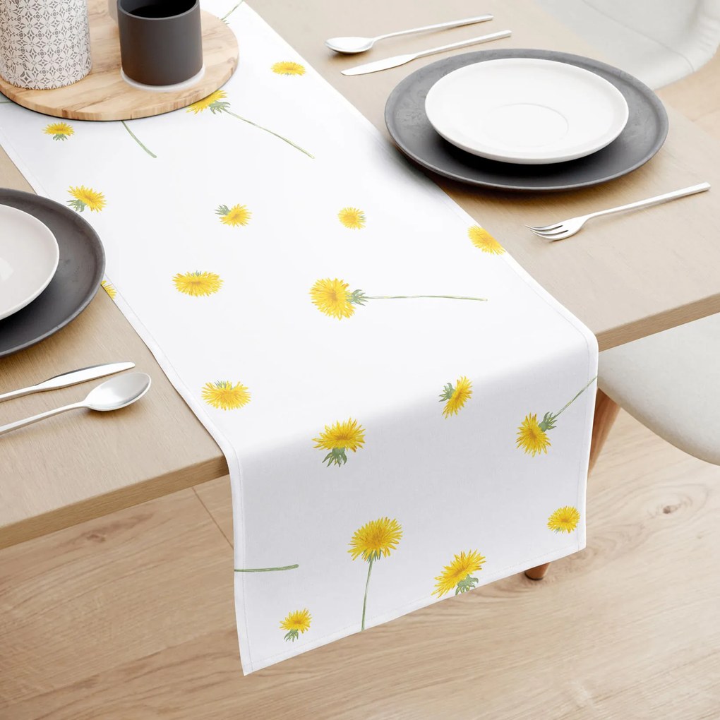 Goldea pamut asztali futó - pitypangok 50x120 cm