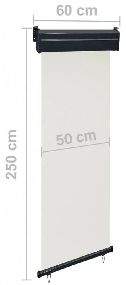 krémszínű oldalsó terasznapellenző 65 x 250 cm