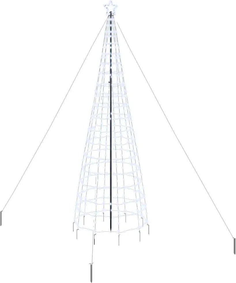 vidaXL LED Karácsonyfák talajráccsal Hideg fehér 400 cm Vas