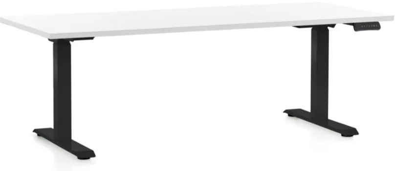 Állítható magasságú asztal OfficeTech C, 180 x 80 cm, fekete alap, fehér