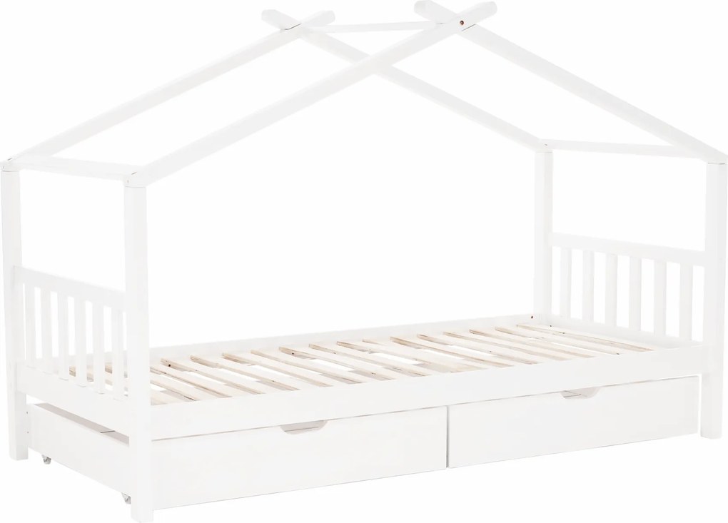 Ágy 2 konténerrál, fehér, ELISIA