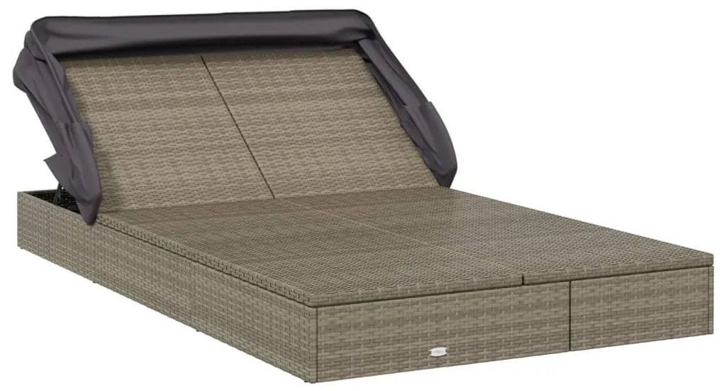 2 személyes szürke polyrattan napágy tetővel 213 x 118 x 97 cm