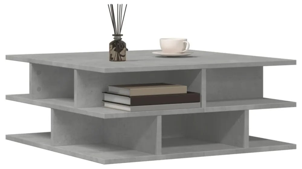betonszürke szerelt fa dohányzóasztal 70x70x29 cm