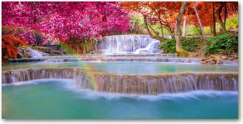 Fotó üvegkép Vízesés az erdőben 140x70