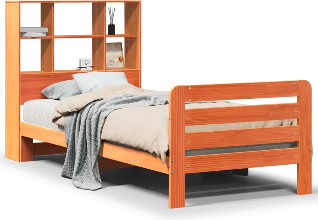 vidaXL viaszbarna tömör fenyőfa ágy matrac nélkül 75 x 190 cm