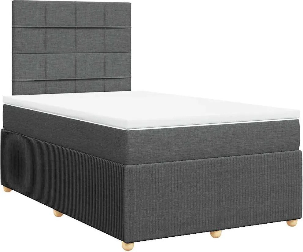 vidaXL sötétszürke szövet rugós ágy matraccal 120 x 200 cm