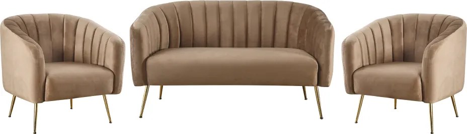 Design kétszemélyes kanapé, barna Velvet szövet/gold króm-arany, BAGY
