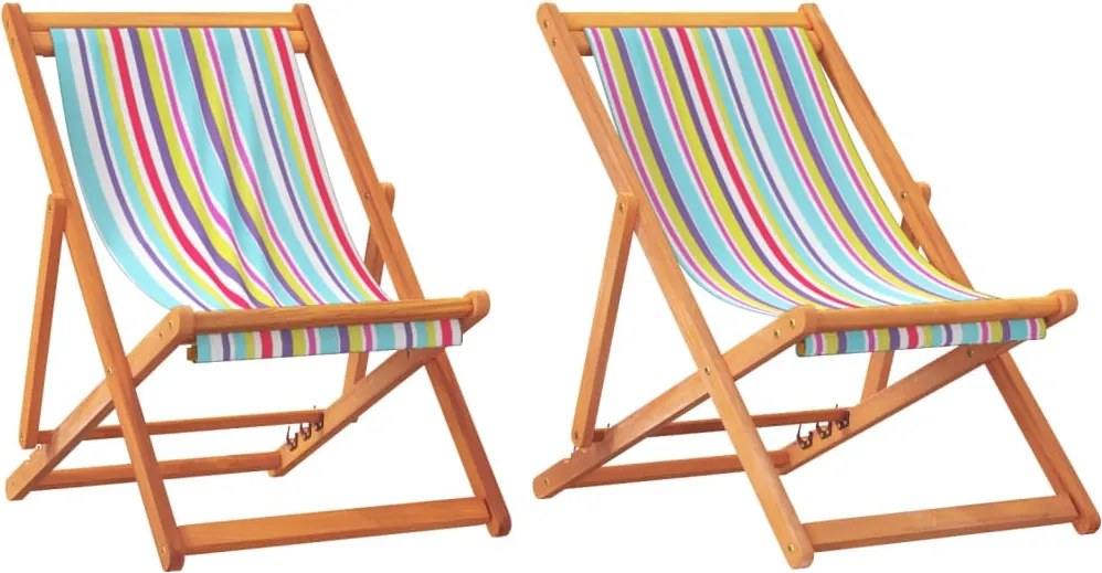 vidaXL 2 db összecsukható többszínű szövet strandszék